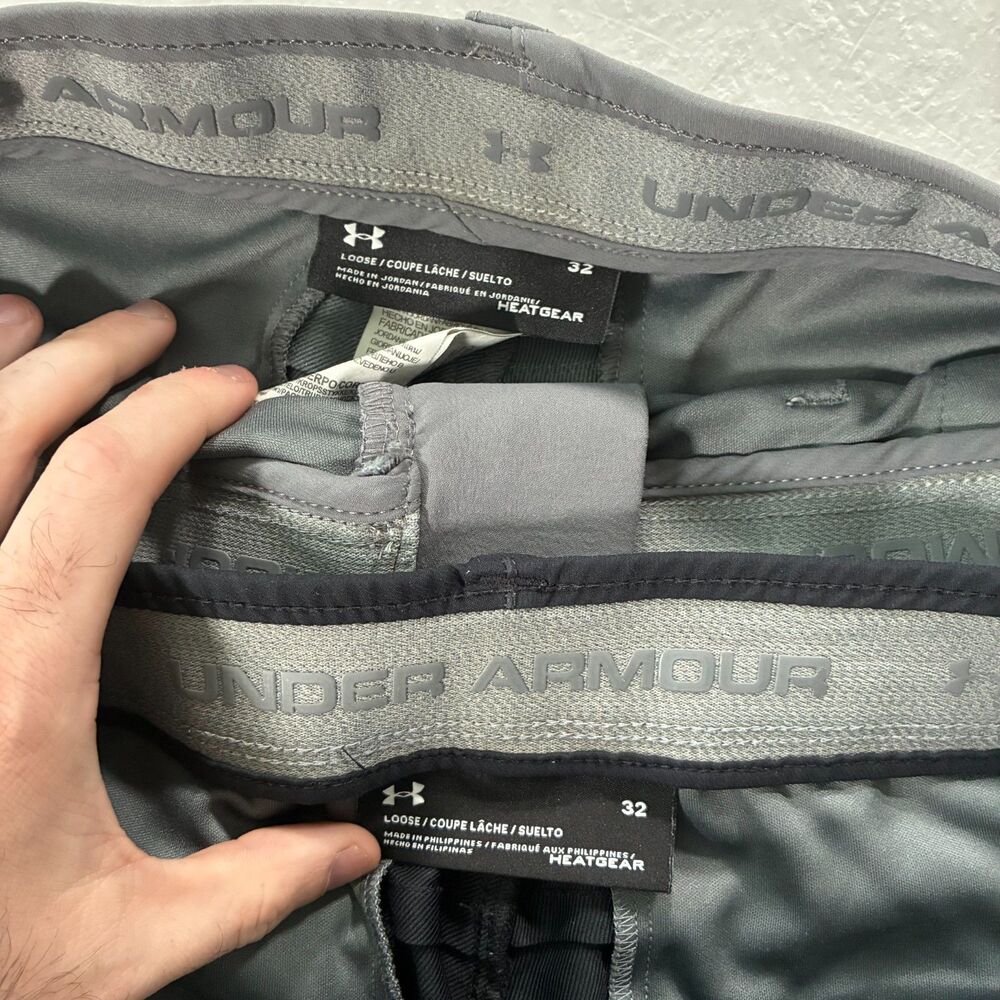 Lot of 2 Under Armour Loose HeatGear Golf shorts Black Gray 9" Inseam - Picture 4 of 7